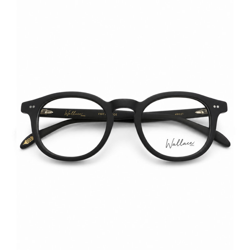 Lunettes de vue Wallace Paris modèle Denfert en acétate noir mat