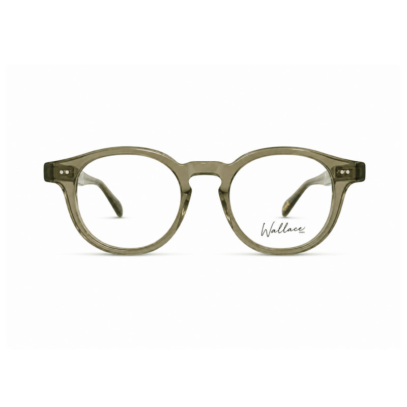 Lunettes de vue Wallace Paris modèle Denfert en acétate cristal kaki