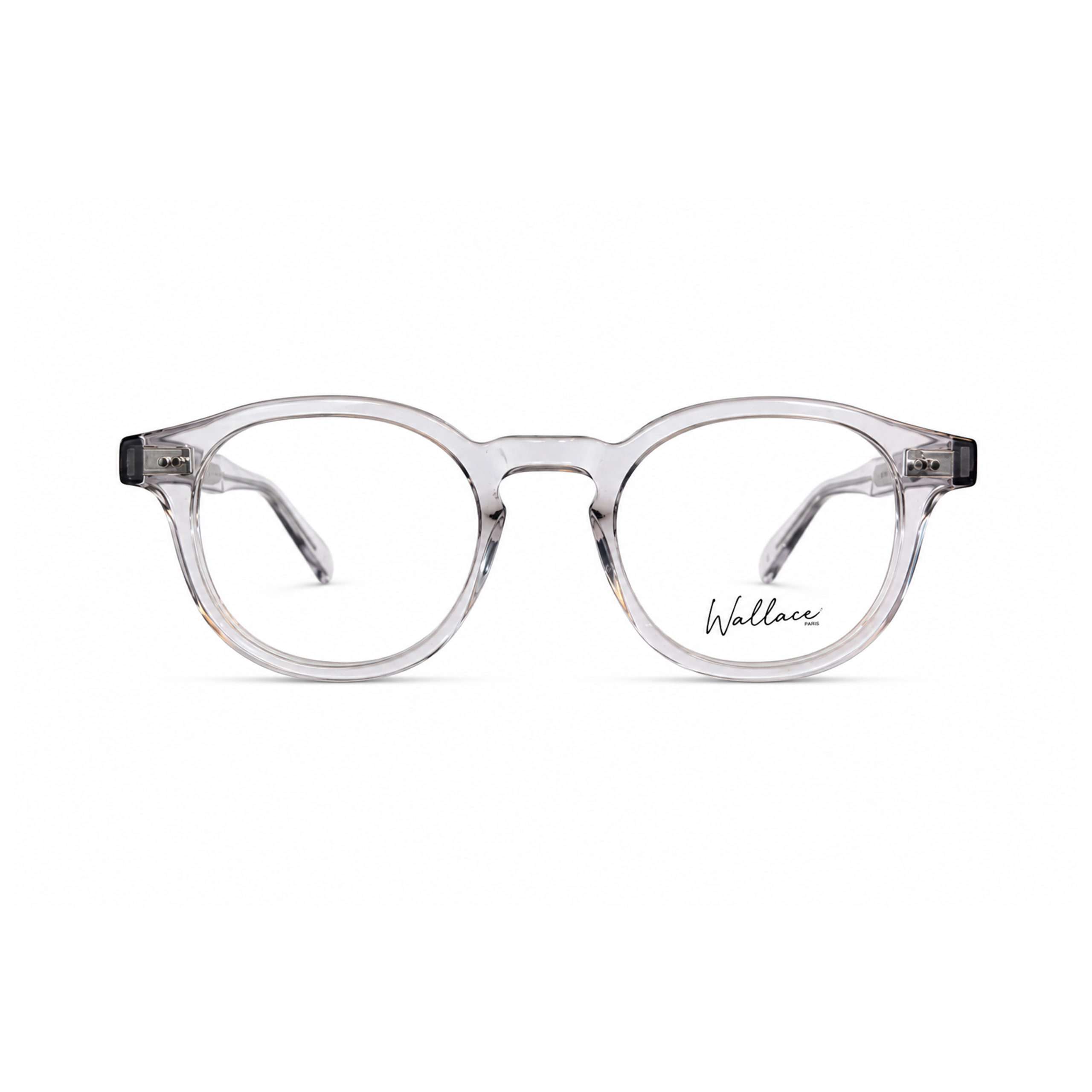 Lunettes de vue Wallace Paris modèle Denfert en acétate cristal gris clair