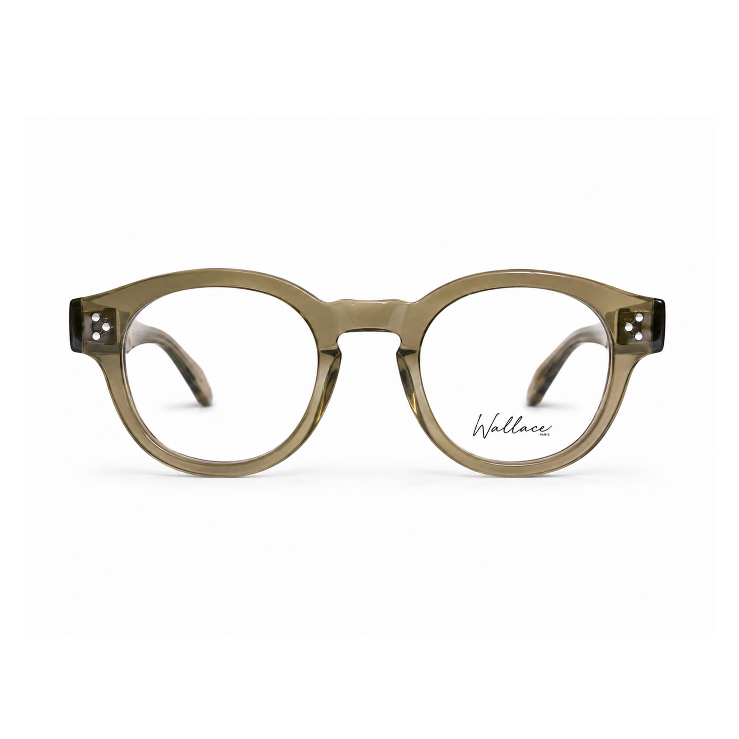 Lunettes de vue Wallace Paris modèle Concorde en acétate cristal kaki
